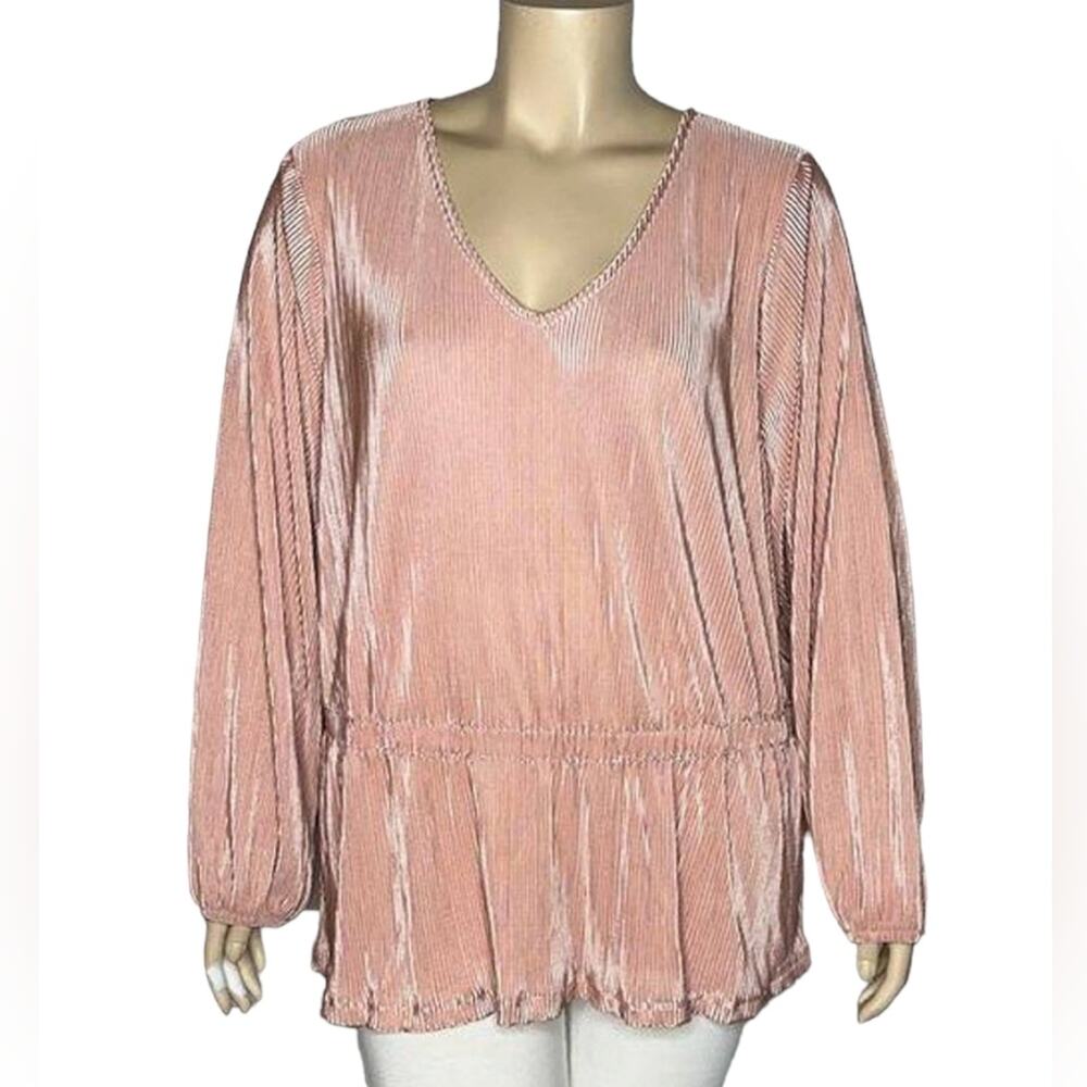 Lane Bryant Size 38/40 Pink Blouse. V-Neckline Illusion Collection Babydoll 5X